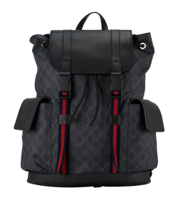 GG Backpack, Canvas/Leather, Black/Grey, 495563 200047, 2*